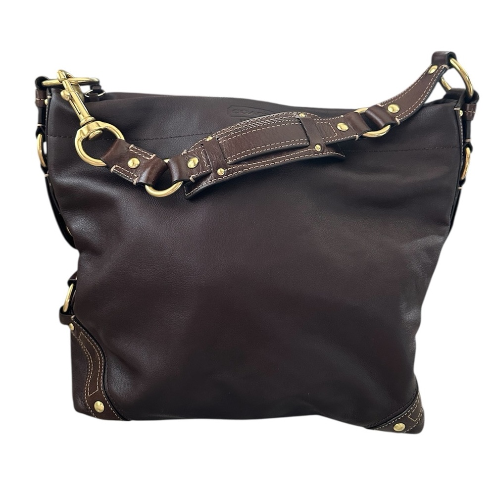 COACH Carly 10616 Large Hobo Bag Dark Brown Leather